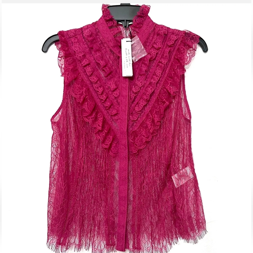 New Alice + Olivia Rheba Sleeveless Lace Top